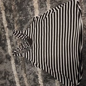 No Boundaries Grey/Black striped Tank Top Large